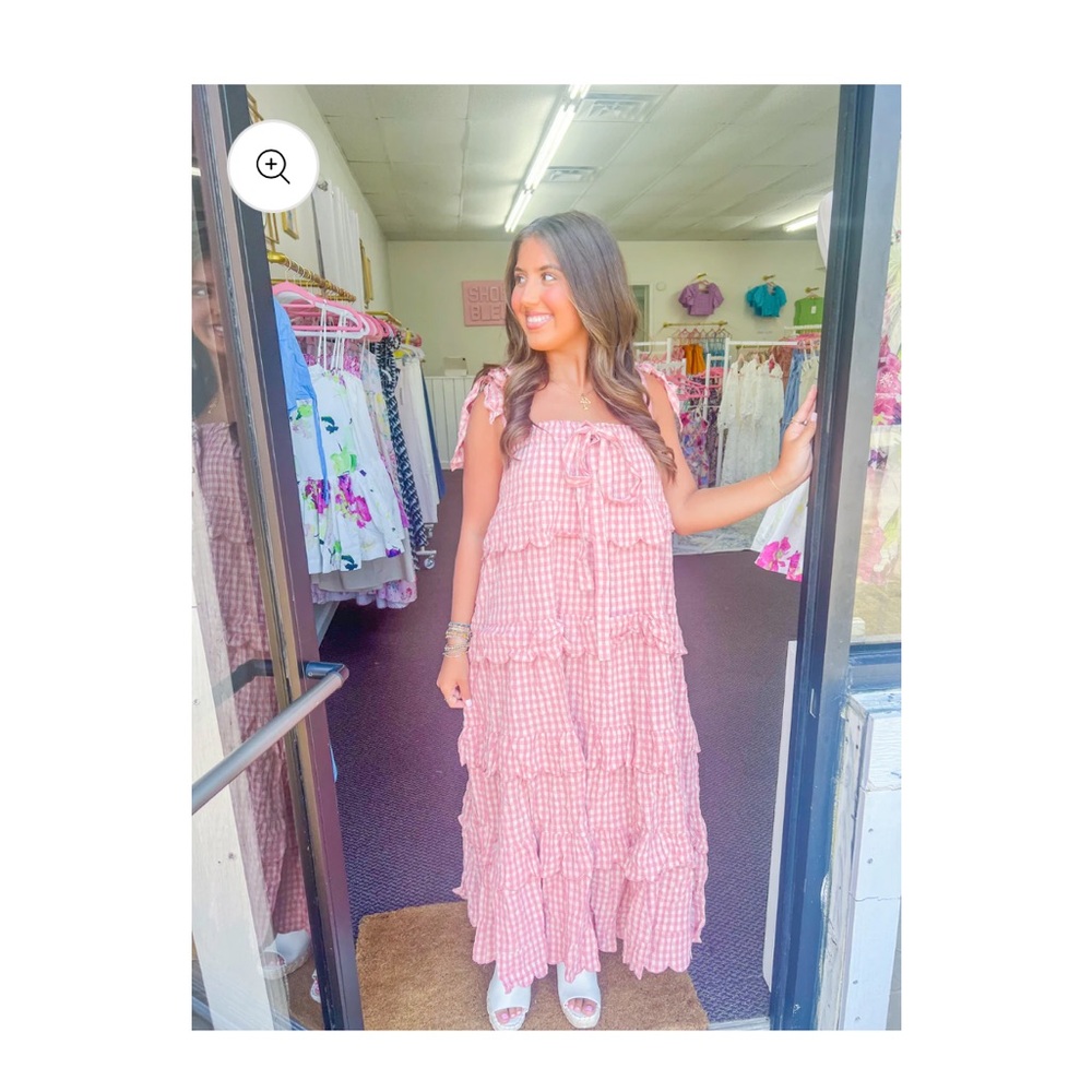 Buddy Love Pink Gingham Maxi Dress
